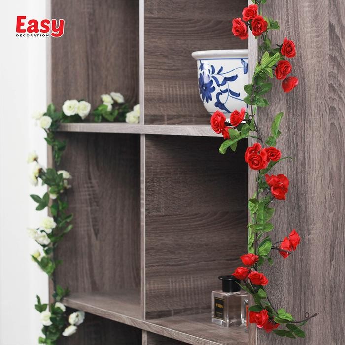 Bunga Mawar Rambat Plastik Artificial Tanaman Hias Bunga Rose Rambat