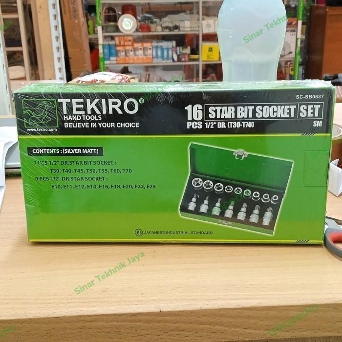 Kunci sok shock socket bintang dan L bintang set 16 pcs TEKIRO