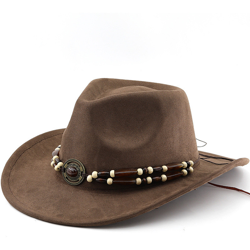 Western Cowboy Felt Tibetan Style Top Brown Turquoise Accessories, Autumn And Winter Jazz Hat, New
