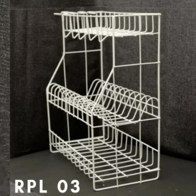 Rak Piring Gelas Gantung Kawat Putih 3 Susun/ Rak. piring. wastafel. 3. susun