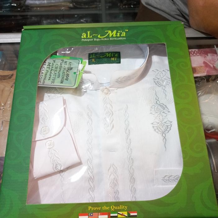 BAJU KOKO AL-MIA PUTIH MT PLATINUM LENGAN PANJANG KANCING TANGAN