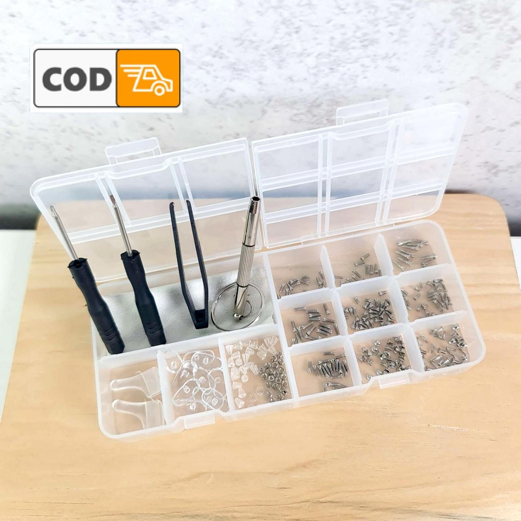 Set Baut Reparasi Kacamata Lengkap Obeng Mur Nosepad Frame Bingkai Kacamata Gagang Kacamata Alat Opt