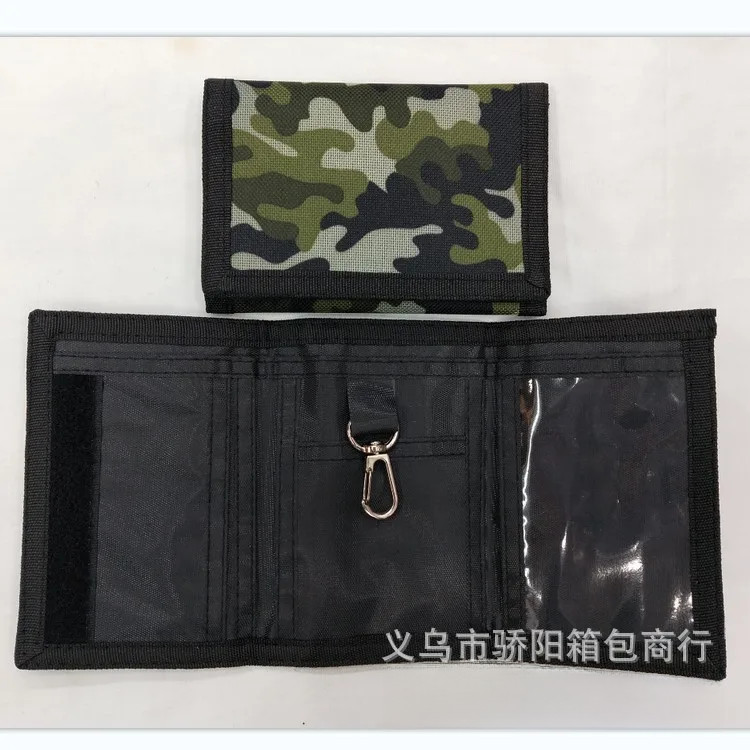 Source Manufacturers Men's Wallet Men's Wholesale Camouflage Cloth Money Clip Folding Polyester