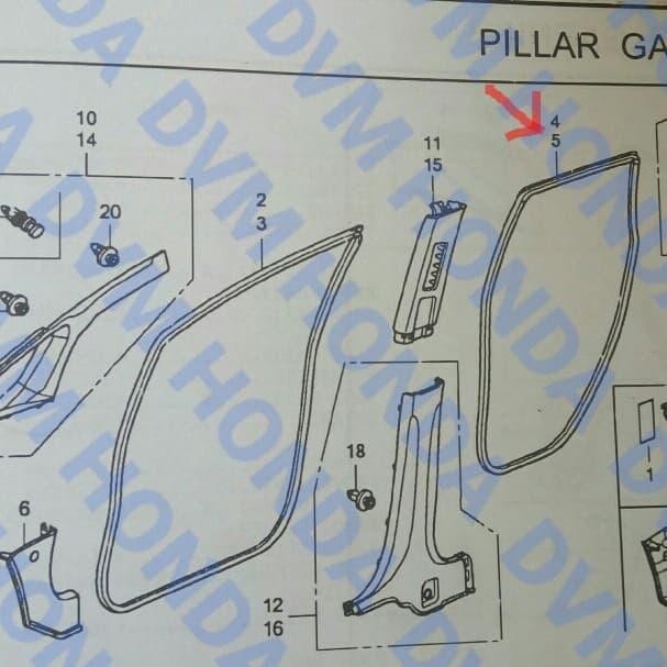 Karet Kabin (Balon) Belakang Kanan Original Jazz (Ge) Kode 032