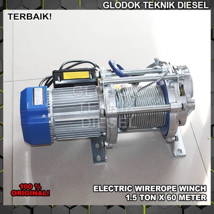 Winch Electric Hoist 1500KG Katrol Elektrik Winch 1500 KG 1.5 Ton 120 M Wire Rope Chain Hoist 1