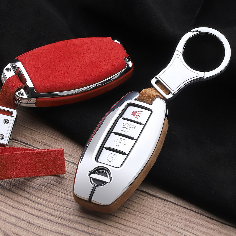 Galvanized Alloy Suede leather splicing Car Key Cover Case For Nissan Qashqai  J11 X-Trail t31 t32 k