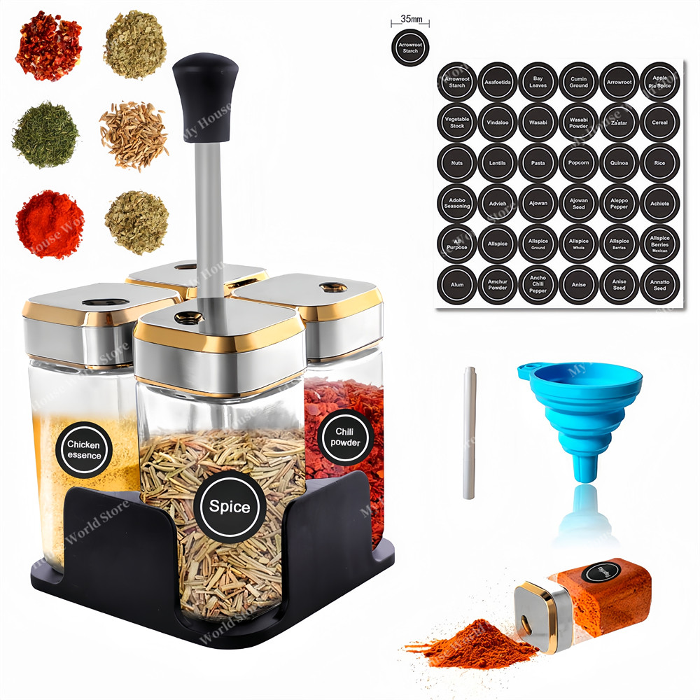 Glass Spice Jars with Spice Rack Seasoning Jars Organizer Storage Bottles for Spice Rack Seasonings 