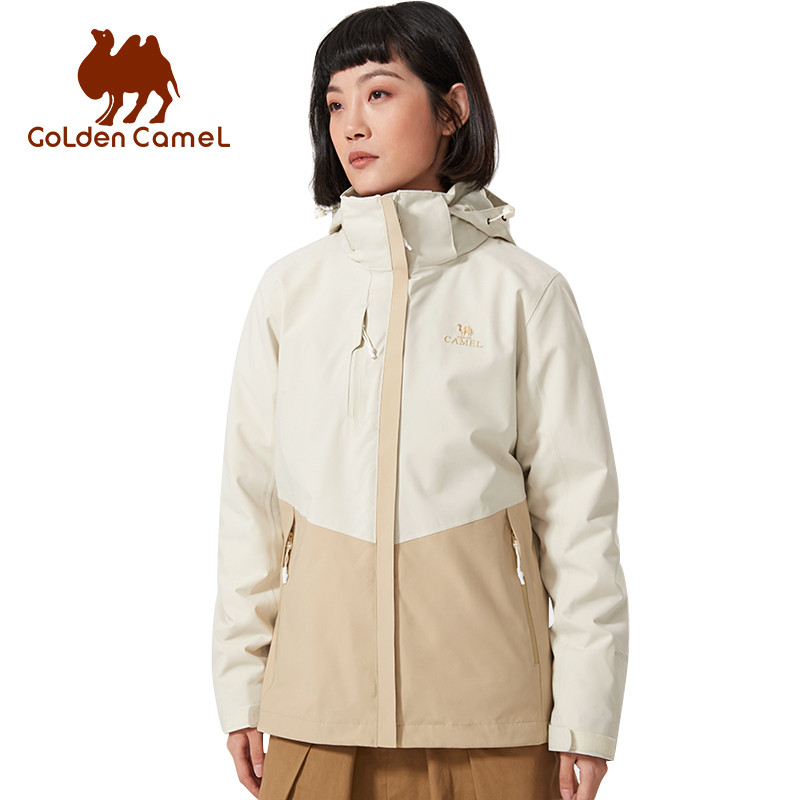 GOLDEN CAMEL Hiking Jackets Outdoor 3 In 1 Women's Winbreaker Waterproof Fashion Fleece Jacket for M