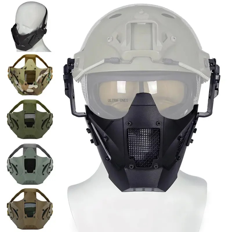 Hunting Protective Mask Half Face Breathable Tactical Mask Airsoft Paintball CS Face Mask with Helme