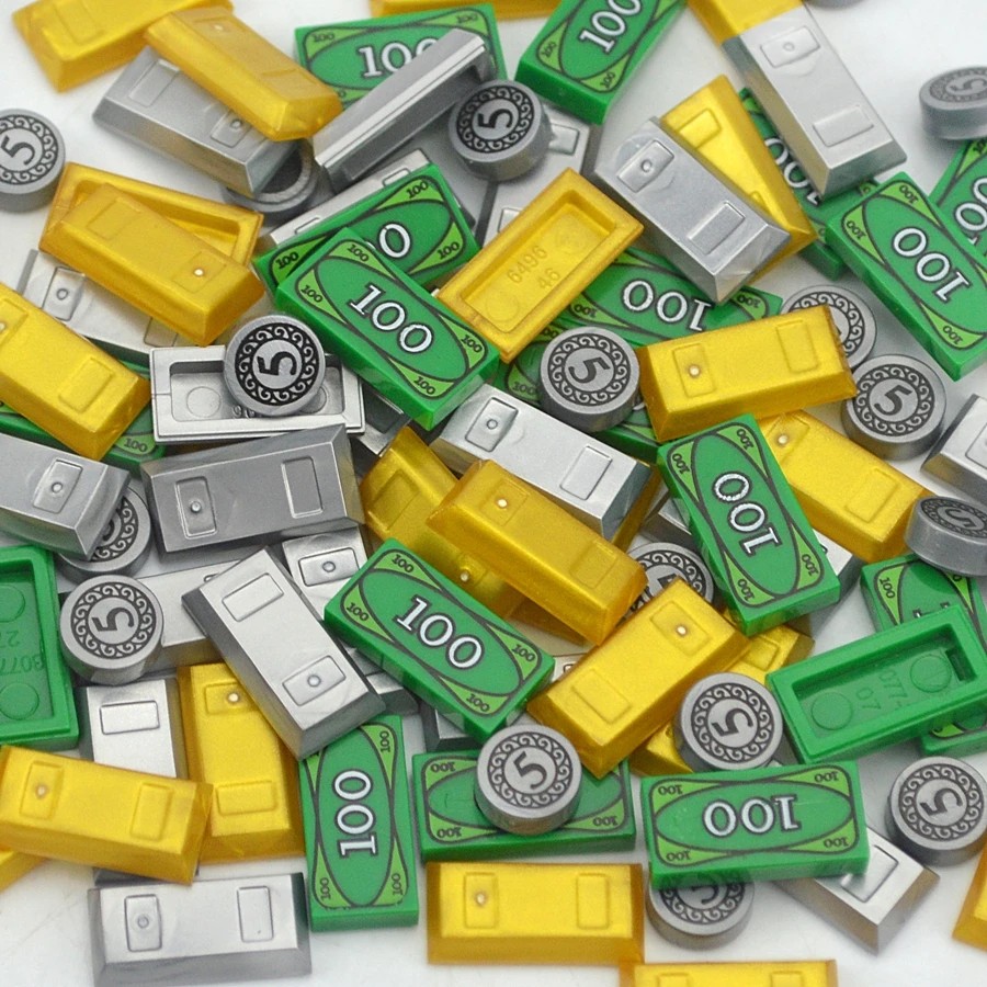 City Treasure Gold Silver Diamond Safe Box Building Blocks Jewel Dollars Cash Coin Brick Compatible