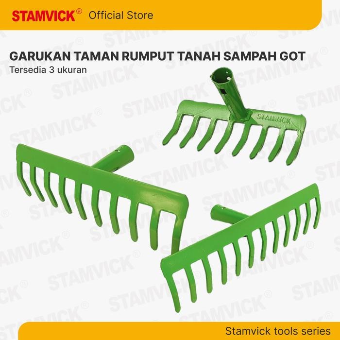 Garukan Sampah Besi / Sekop Garpu Taman Tanah Tanpa Gagang Ukuran 8 10 & 12 Baris