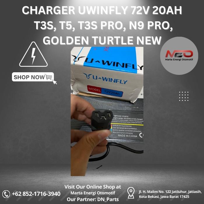 CHARGER UWINFLY 72V 20Ah, 60V 20Ah, 48V 12Ah Ori Pabrik ASLI