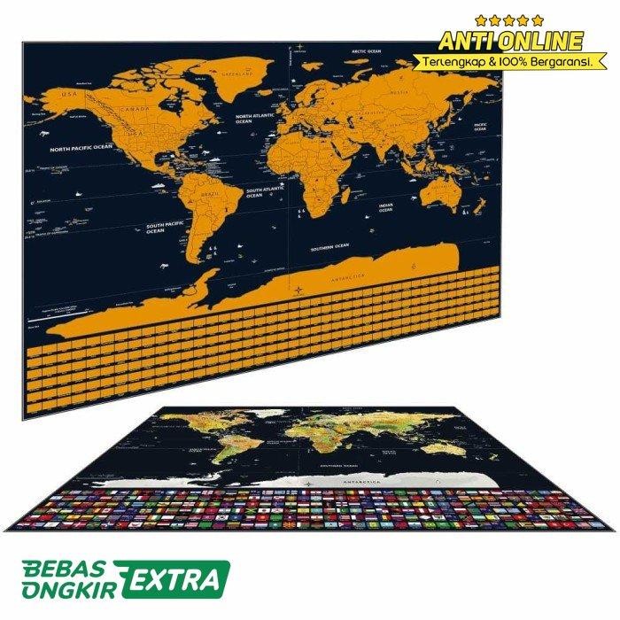

PROMO! Poster Pajangan Kamar Map Peta Dunia World National Flag For Traveller