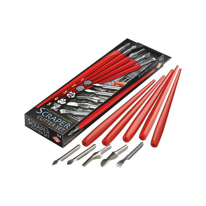 

ESSDEE SCRAPER CUTTER SET (5 HOLDERS + 5 CUTTERS) FOR PRINTMAKING