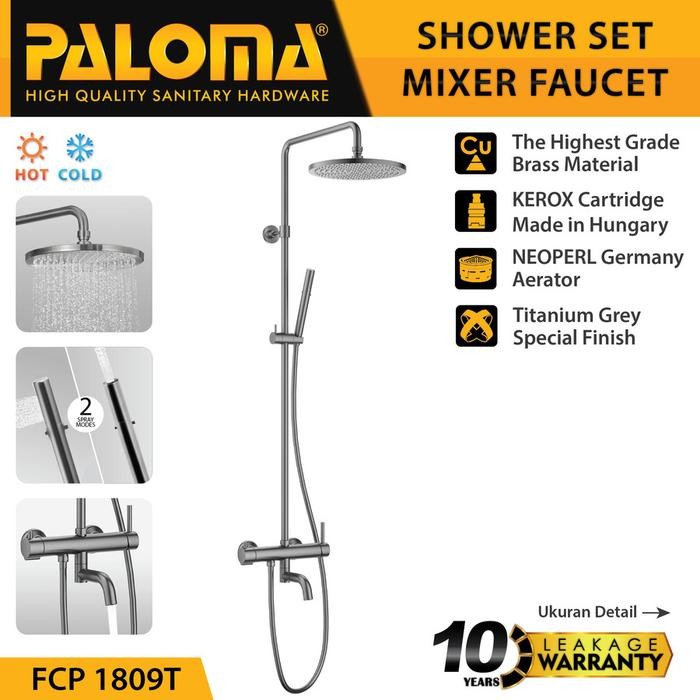 Terpopuler Paloma Fcp 1809T Shower Tiang Set Paloma Kamar Mandi Panas Dingin Titanium Grey
