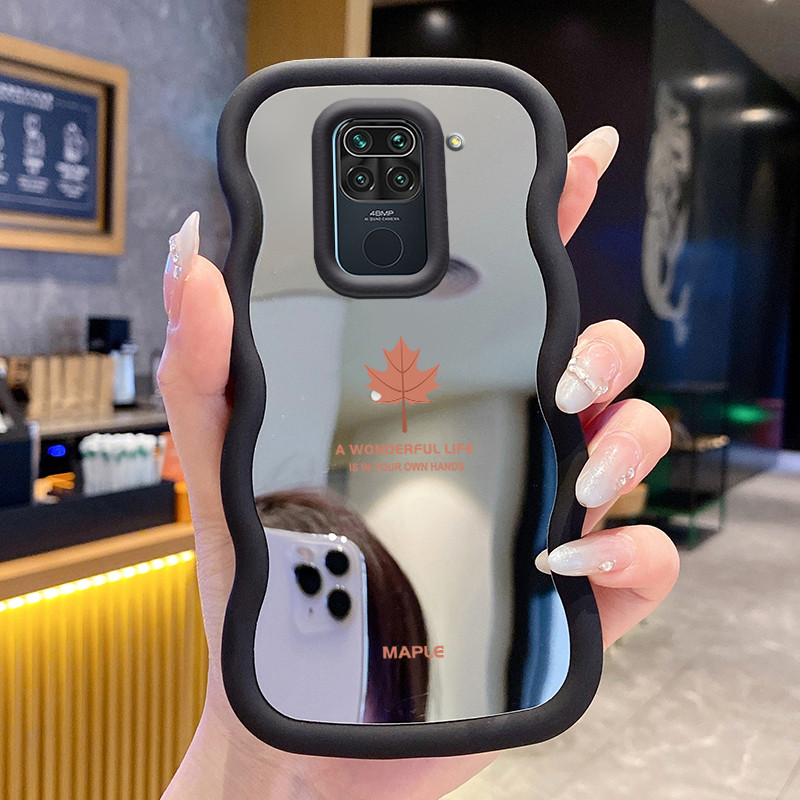 Casing Untuk Xiaomi Redmi Note 9 Pro Note 9s Case Casing Daun Maple HP Komputer Kesing Ponsel Cermin