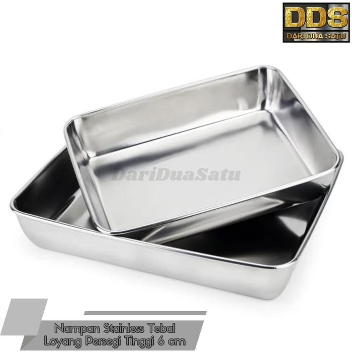 Nampan Stainless Tebal Loyang Persegi Baking Tray Tinggi 6 cm