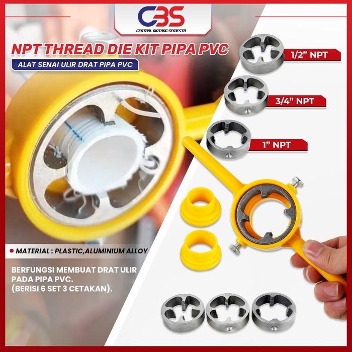 (Expert) Alat Senai Pipa Mata Senai Pipa Drat Pvc Die Pvc Kit Pipe Threader Pipe Thread Maker Hand