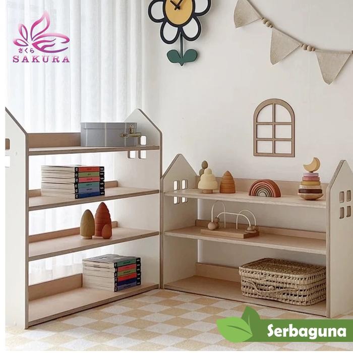 Rak buku anak-anak lemari penyimpanan alat bantu mengajar rak penyimpanan lemari rak penyimpanan