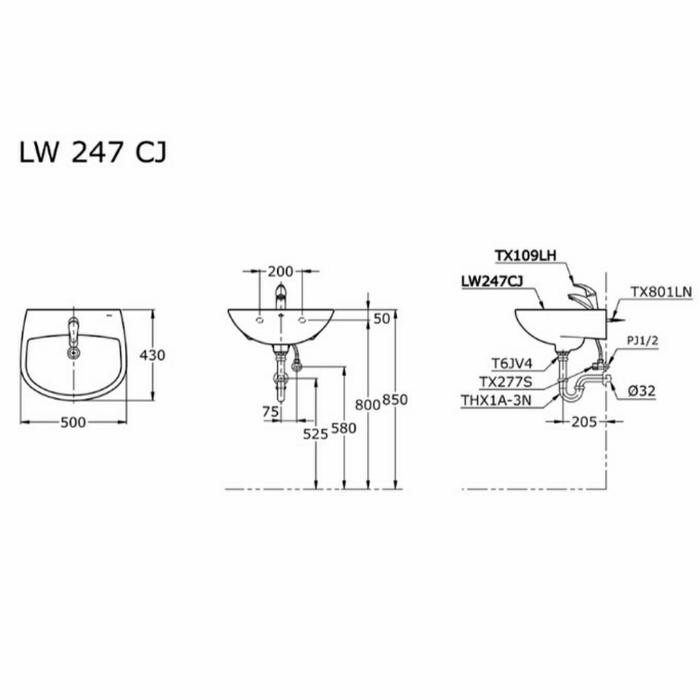 Gercep Wastafel Toto Lw 247 Cj W Body Onli/Wastafel Toto Body Saja Lw 247 Cjw