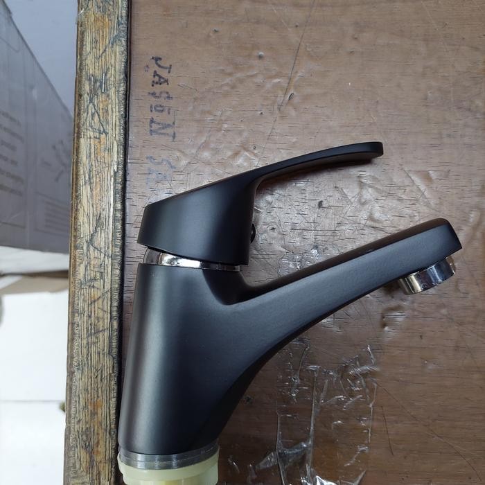 Hemat Kran Cuci Tangan Wastafel Model Toto Push Up Hitam Stainless Steel