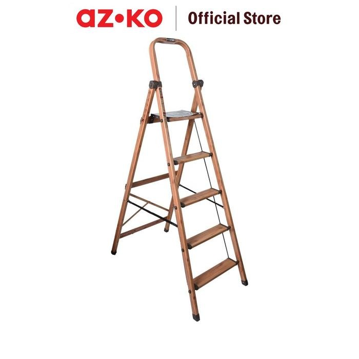 

Terlaris Azko Fixsteps Tangga Aluminium Slim Wood 5 Steps 1.6 Mtr - Cokelat