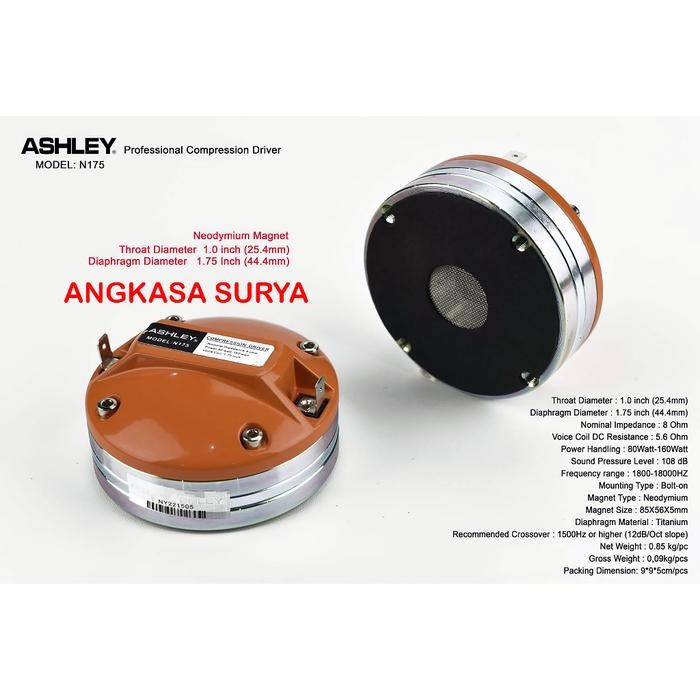 Driver Tweeter Ashley N 175 Neodium Driver Ashley N175