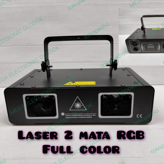 Lampu panggung laser 2 mata RGB full color