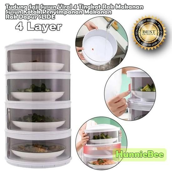 PREMIUM Tudung Saji Susun Viral 4 Tingkat Rak Makanan Susun Kotak Penyimpanan