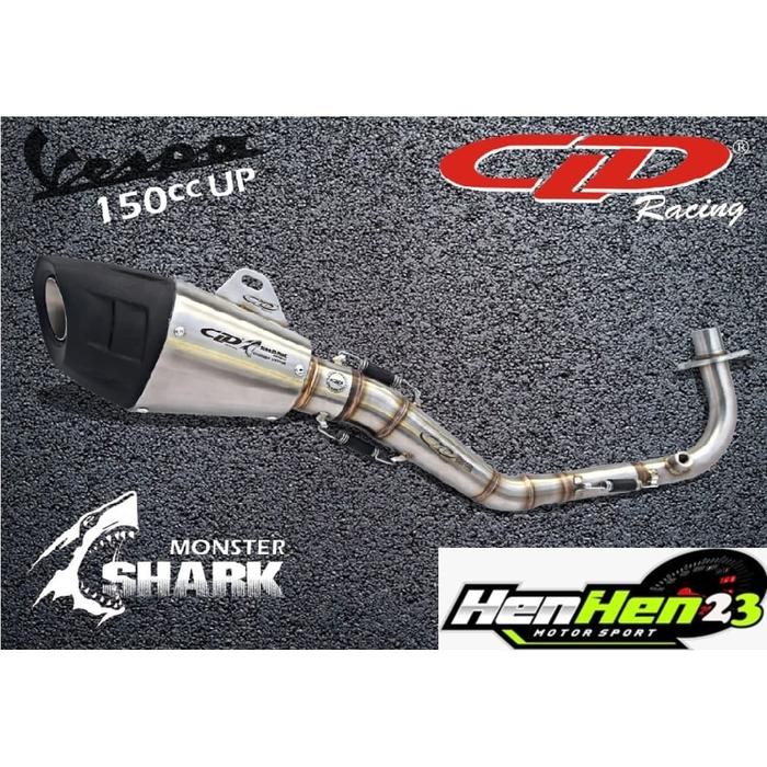 PREMIUM KNALPOT VESPA MATIC SHARK SERIES CLD RACING SILENCER PENDEK