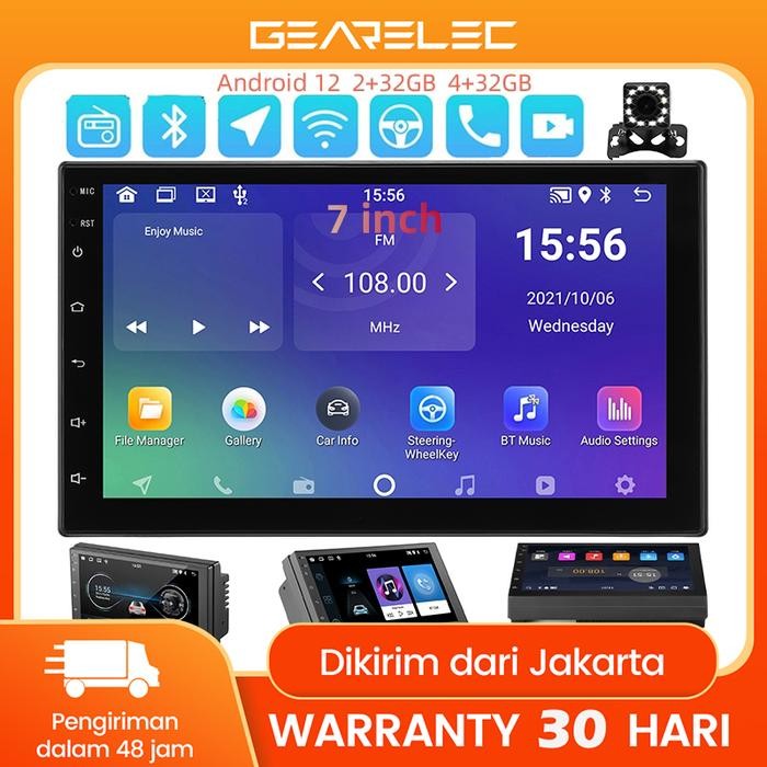 Head Unit Android 12 Double Din 7 inch Skeleton Bluetooth Wifi GPS
