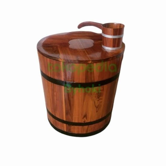 Bak mandi kayu jati T50x50 / Ember T50 Free gayung masih ready