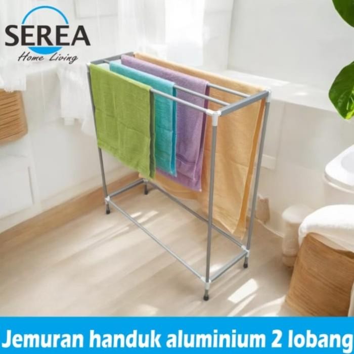 Jemuran Handuk Berdiri Aluminium Minimalis 4 Handuk / Rak 4 Handuk Berdiri Minimalis Bahan Aluminium