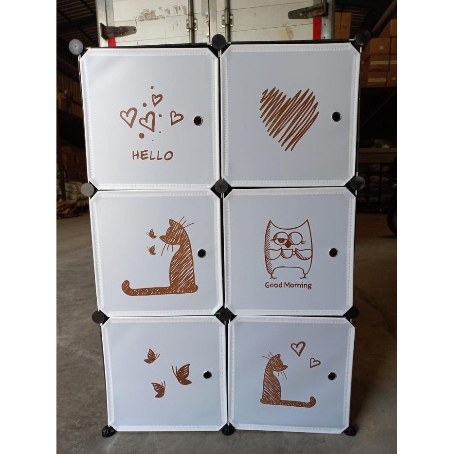 Lemari Pakaian Plastik 2X3 Lemari Anak Karakter-Doraemon,Shenar