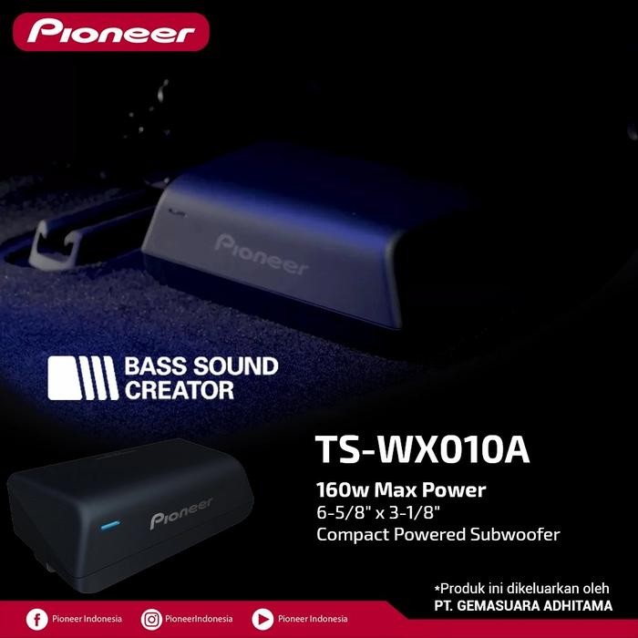 Pioneer TS-WX010A / WX 010 Subwoofer Aktif Bawah Kolong jok bangku