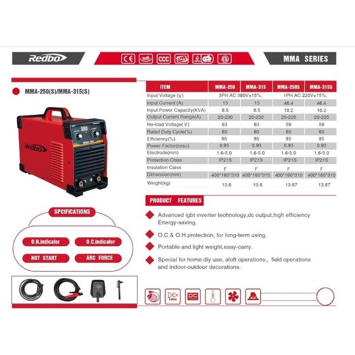 MESIN LAS LISTRIK MMA 300 A REDBO 315 1 PHASE - 315s 1 PHASE TRAVO LAS
