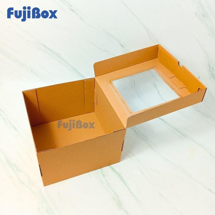 

Promo ( 10 Pcs ) E-Flute Kotak Puding Cake Kue Tart Bolu Chiffon Karton Corrugated Box 25 X 25 X 15