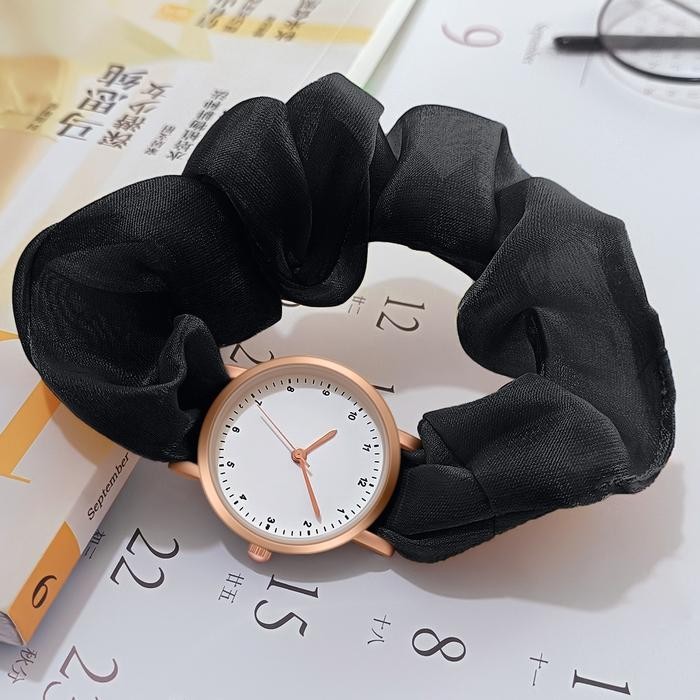 Jam Tangan Wanita New Model Ikat Rambut Unik Fashion Wanita Scrunchie Jam Tangan Wanita Korea Pita