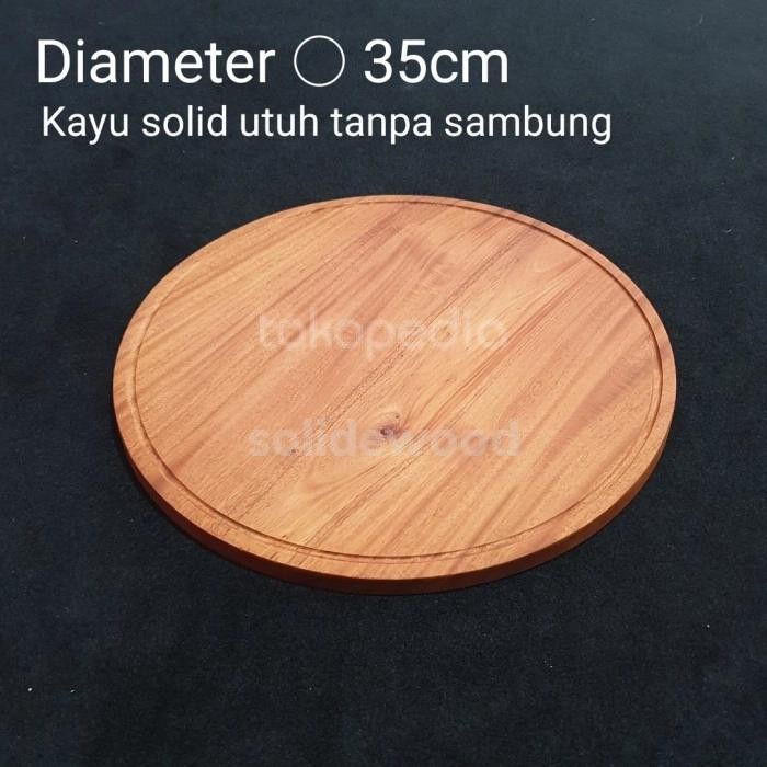 Talenan bulat besar 35cm piring alas tatakan kue jumbo kayu utuh *