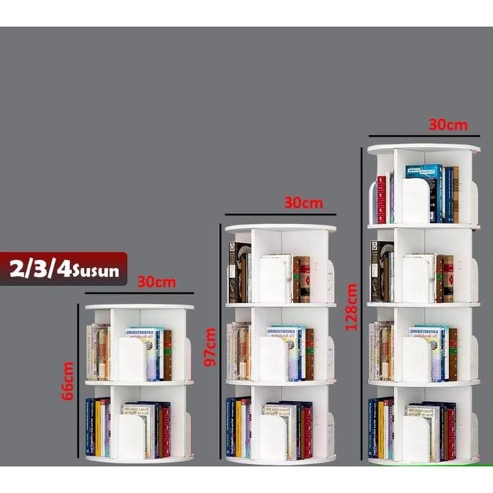 

Rak Buku Putar 5 Tingkat Roda Bookshelf Sekolah Anak 360 Derajat Wpc 4 3 Susun Storage Learning Book