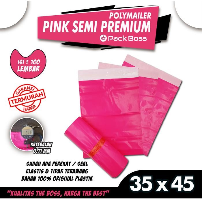 

35X45 PINK SEMI PREMIUM POLYMAILER PACKAGING ONLINE ADA PEREKAT KODE 314