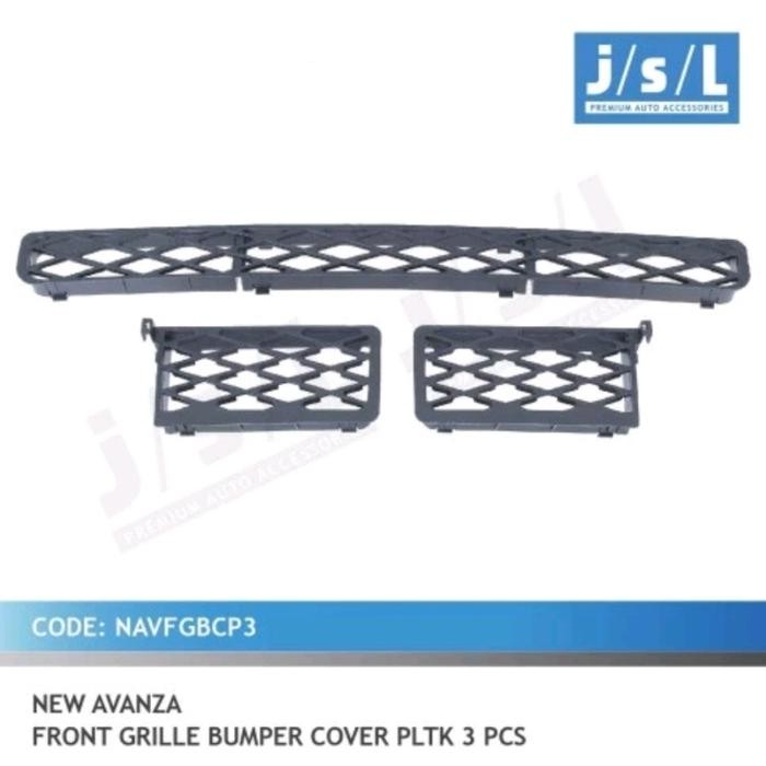 AVANZA NEW 2008 2009 2010 2011 FRONT GRILLE GRILL BUMPER COVER DEPAN MOBIL 3 PCS HITAM VARIASI