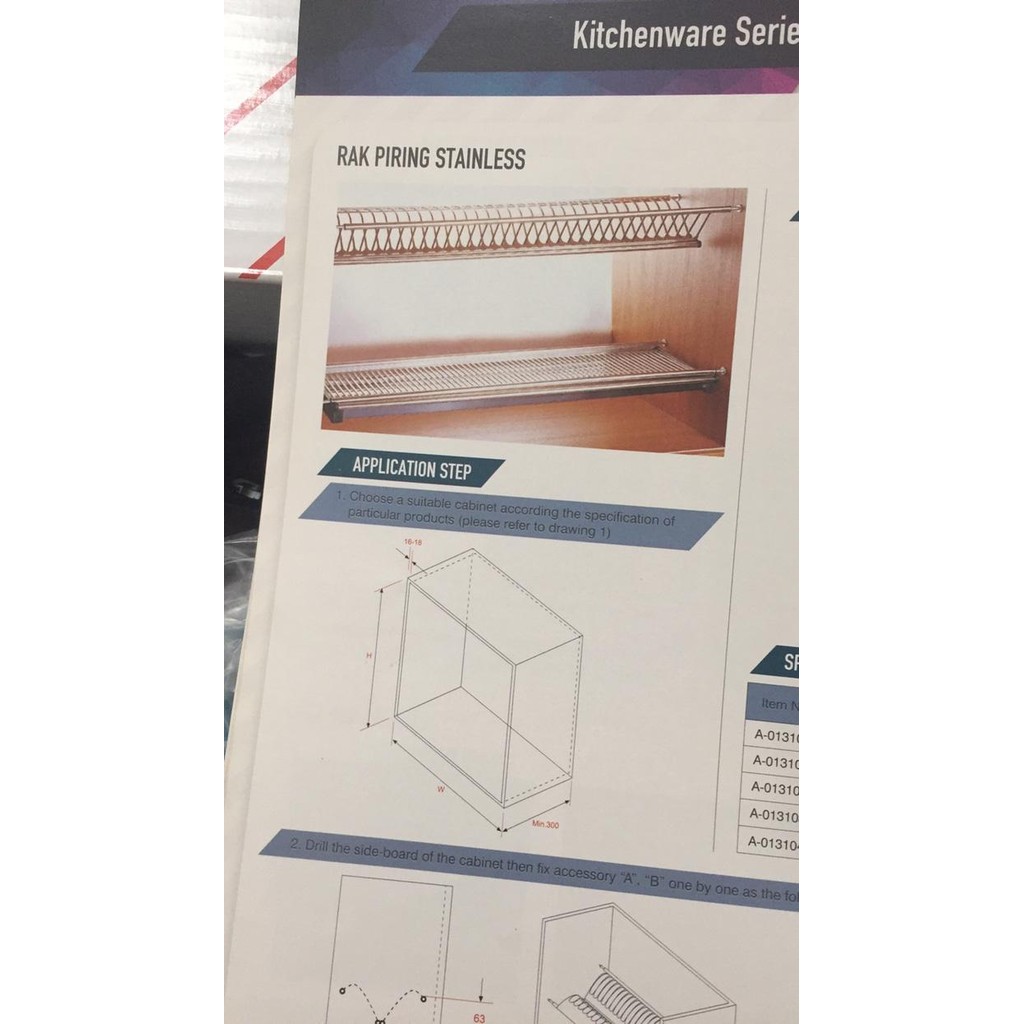 Rak Piring Taco 90Cm / Rak Piring Atas Stainless Gratisongkir