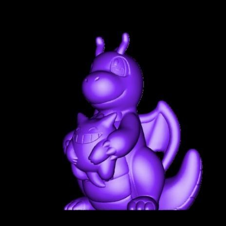 POKEMON DRAGONITE HUGS GENGAR chibi resin figure
