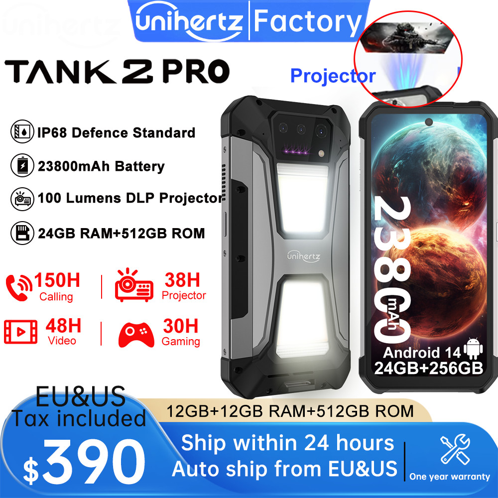 US MX Warehouse Unihertz 8849 Tank 2 PRO Rugged Smartphone with Projector, Android 1424 + 256GB