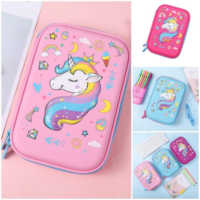 

Tempat pensil kotak pensil 3D Unicorn Pencil Case tempat pensil