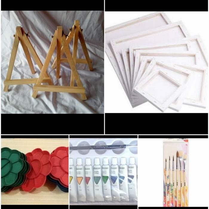 

Paket Promo Alat lukis + kanvas 30x40 + mini easel