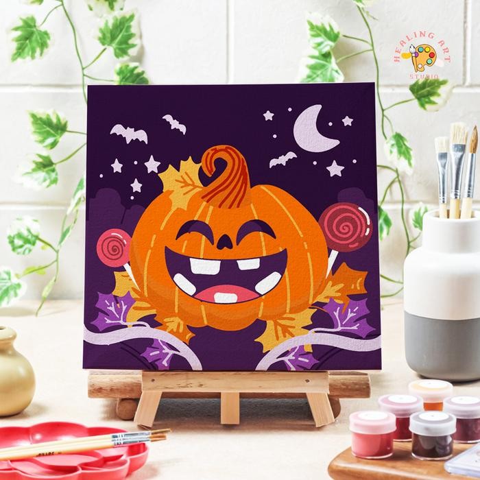 

Paint by number Halloween Pumpkin diy painting canvas 20x20 alat lukis