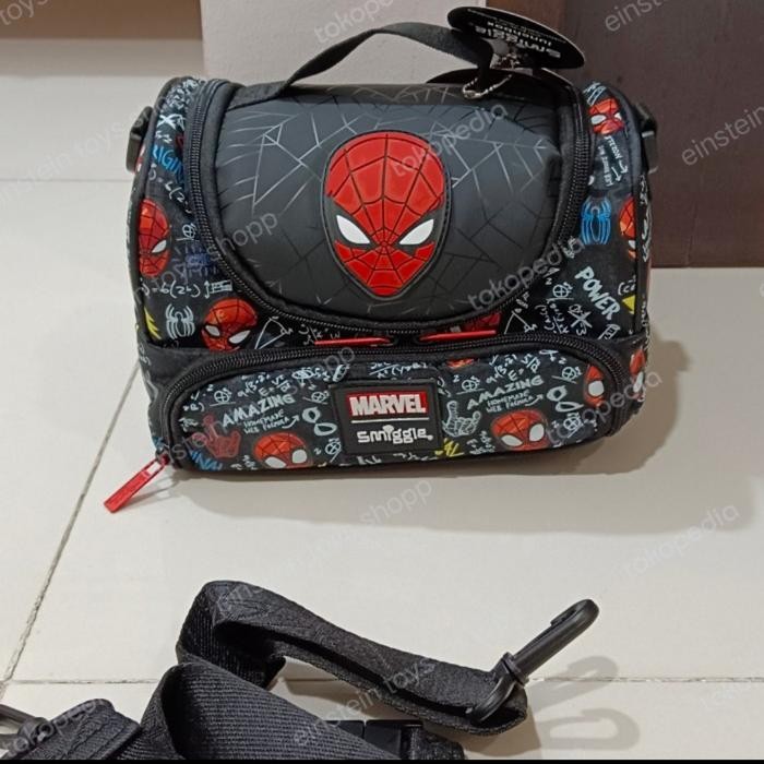 Smiggle Spiderman Black double Decker/Tas Bekal Anak Cowok/Kado