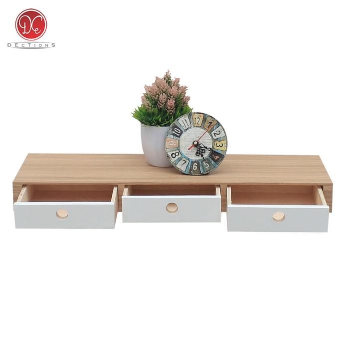 Rak Tempel Dinding 3 Laci Gantung / Meja Rias Kosmetik Minimalis